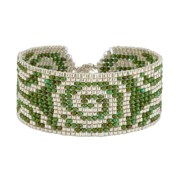 Brazalete Telar Plata Medio Espirales Turquesa T
